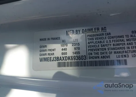 2013 Smart Fortwo Passion from USA, damaged, VIN WMEEJ3BAXDK693603